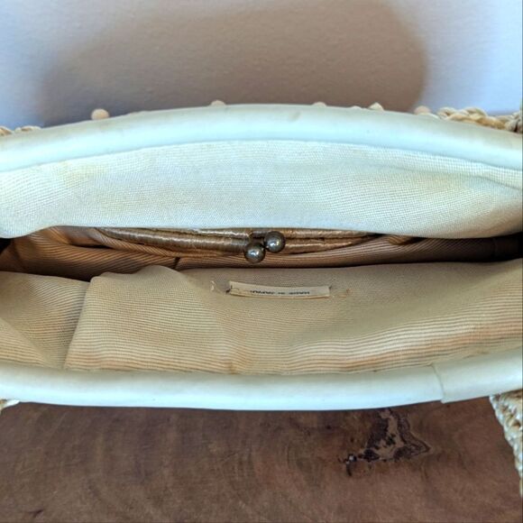 VTG Raffia Beaded Purse Eclectic Grandma Coastal Countryside Fairy Garden Girl - Picture 7 of 9